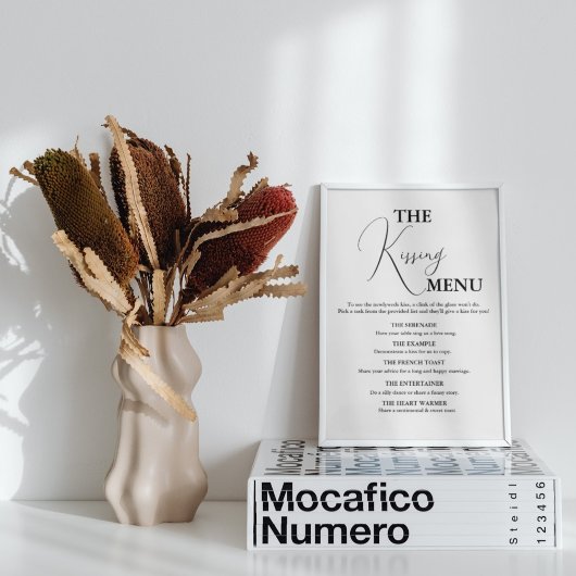 ミニマルキスをするリスト結婚メニューのゲームのサイン ポスター