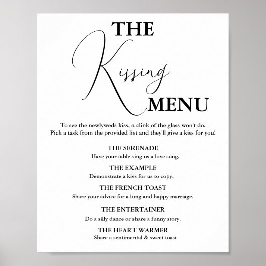 ミニマルキスをするリスト結婚メニューのゲームのサイン ポスター (正面)