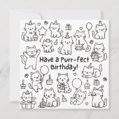 ミニマルキャットドゥードルPuuny誕生日カード カード (正面)