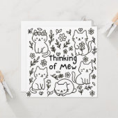 ミニマルキャット落書きデザインのあなたを想うカード カード (正面/裏面インサイチュ)