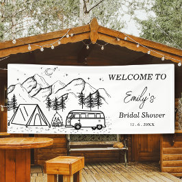 ミニマルキャンピング　ブラックホワイト　ブライズシャワー 横断幕