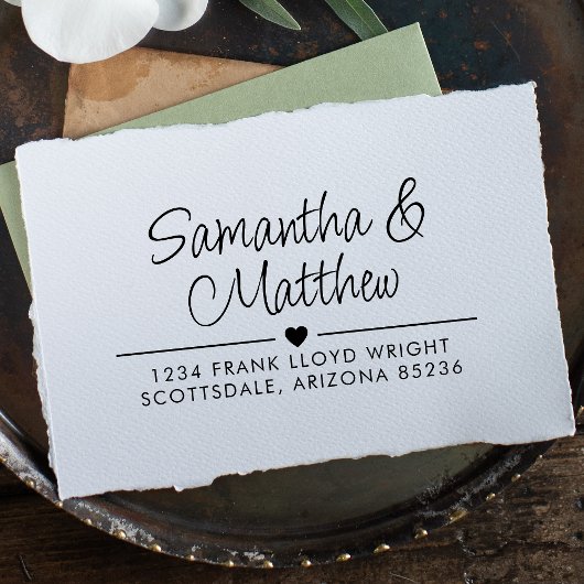 ミニマルキュートハート結婚の差出人住所 セルフインキングスタンプ