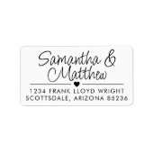 ミニマルキュートハート結婚の差出人住所 ラベル (正面)