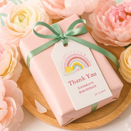 ミニマルキュートピンクレインボーサン ベイビーシャワーサンクス ギフトタグ