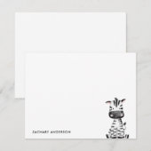 ミニマルキュートベイビーゼブラ キッズ パーソナライズド ノートカード (正面/裏面)