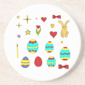 ミニマルキュート イースター かわいい漫画 コースター (正面)