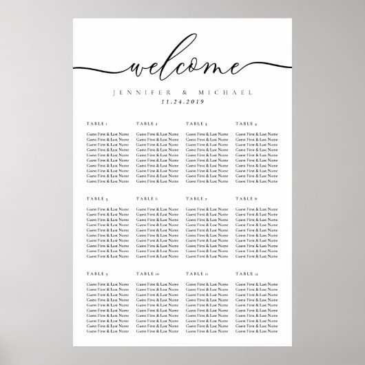 ミニマルクモダンレシンプルン結婚表の番号 ポスター (正面)