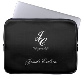 ミニマルクラシカルタイポグラフィモノグラムの ラップトップスリーブ