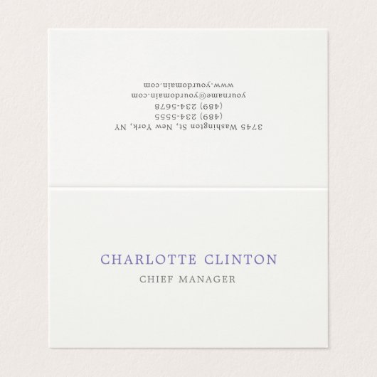 ミニマルクラシカルプロフェッショナルブルークリーム 名刺 (外部フラット)