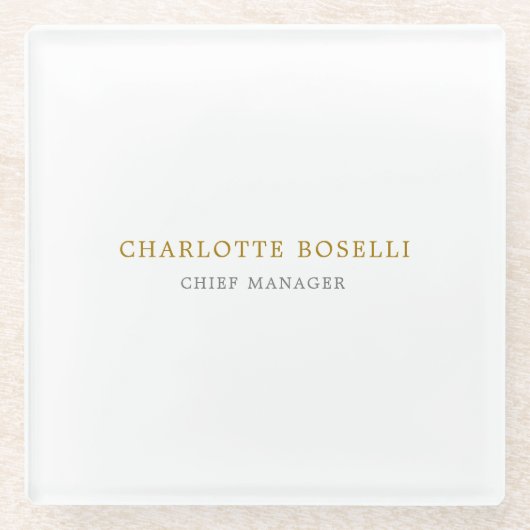 ミニマルクラシカルプロフェッショナル金ゴールド色 ガラスコースター (正面)