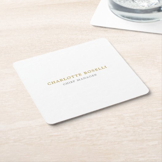 ミニマルクラシカルプロフェッショナル金ゴールド色 スクエアペーパーコースター (アングル)