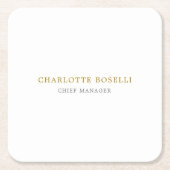 ミニマルクラシカルプロフェッショナル金ゴールド色 スクエアペーパーコースター (正面)