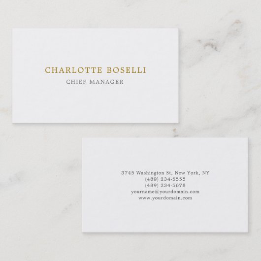 ミニマルクラシカルプロフェッショナル金ゴールド色 名刺 (正面/裏面)