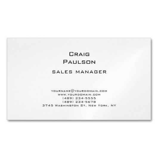 ミニマルクラシカルリストプレーンブラック&ホワイト マグネット名刺 (正面)