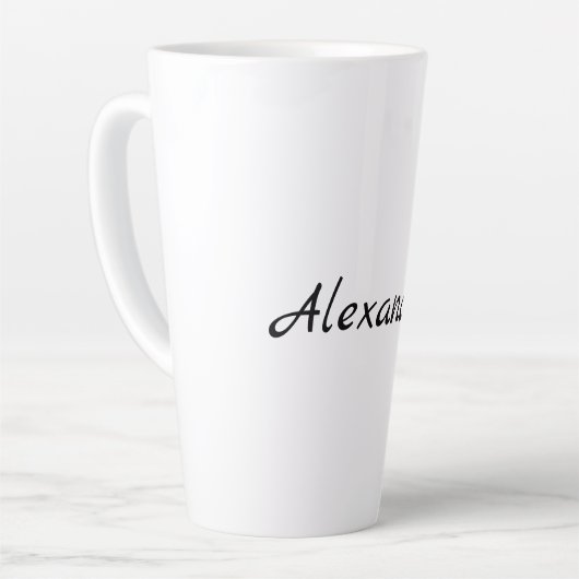 ミニマルクラシカルリストプレーン独自の名前白黒 カフェラテマグ (左アングル)