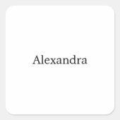 ミニマルクラシカルリストプレーン独自の名前白黒 スクエアシール (正面)