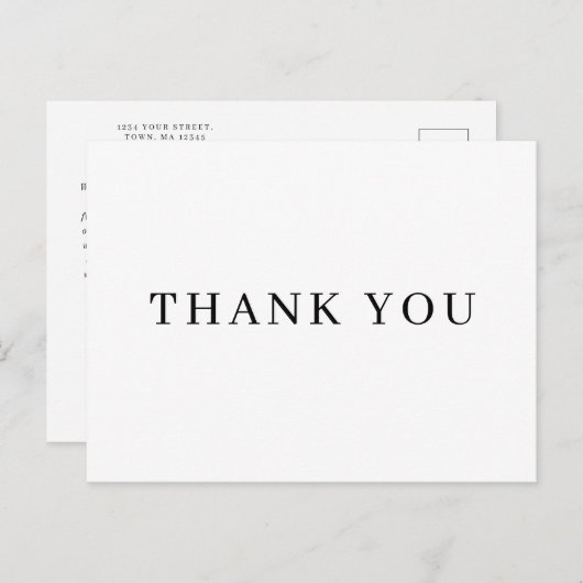 ミニマルクラシックシンプル感謝していハガキ インビテーションポストカード (正面/裏面)