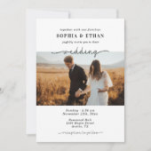 ミニマルクラシックストエレガントスクリプ結婚ト写真 招待状 (正面)