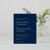 ミニマルクラシックスト結婚式招待状 箔招待状ポストカード (立ち正面)