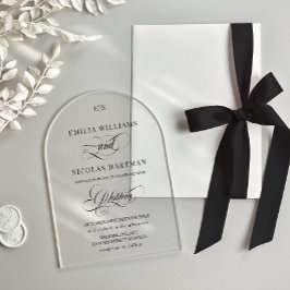 ミニマルクラシックス結婚モノグラム アクリル招待状