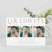 ミニマルクラシックタイポグラフィ3写真卒業 招待状 (スタンド正面)