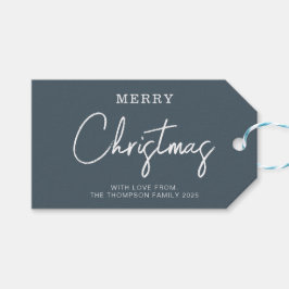 ミニマルクラシックダスティースモークブルークリスマスホリデー ギフトタグ