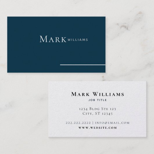 ミニマルクラシックティール(緑がかった色)ブルーエレガント 名刺 (正面/裏面)