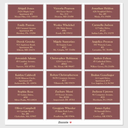 ミニマルクラシックリストのクリスマスレッドゲストアドレス シール (シート)