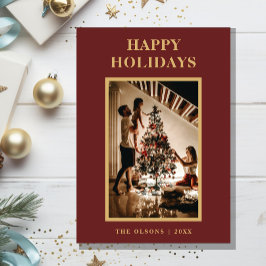 ミニマルクラシックリストの休日の赤い文字と写真 シーズンカード