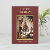 ミニマルクラシックリストの休日の赤い文字と写真 シーズンカード (スタンド正面)