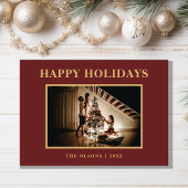 ミニマルクラシックリストの祝日の赤い写真と手紙 シーズンカード