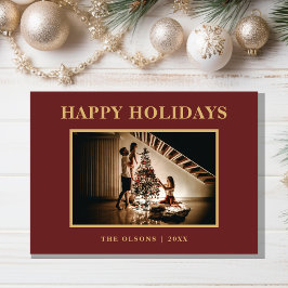 ミニマルクラシックリストの祝日の赤い写真と手紙 シーズンカード