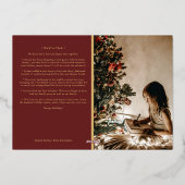 ミニマルクラシックリストの祝日の赤い写真と手紙 箔シーズンカード (裏面)