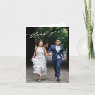 ミニマルクラシックリストの結婚フォトメッセージ サンキューカード