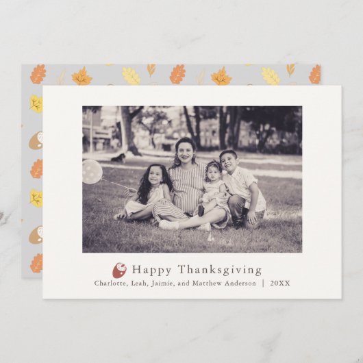 ミニマルクラシックリストアコーン写真感謝祭カード サンキューカード (正面/裏面)