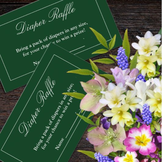 ミニマルクラシックリストグリーンおむつラッフル エンクロージャーカード