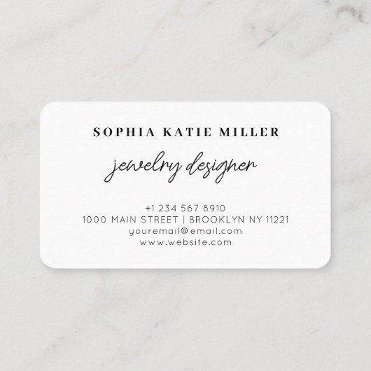 ミニマルクラシックリストシック手作りジュエリーデザイナー 名刺 (裏面)