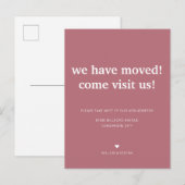 ミニマルクラシックリストダスティピンク引っ越しました移動 案内ポストカード (正面/裏面)