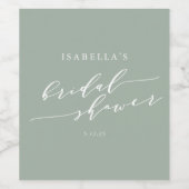 ミニマルクラシックリストダスティージュセージグリーンブライダルシャワー ワインラベル (シングルラベル)