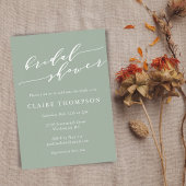 ミニマルクラシックリストダスティージュセージグリーンブライダルシャワー 招待状