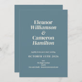 ミニマルクラシックリストティール（緑がかった色）ダスティデザインズ結婚 招待状 (正面/裏面)