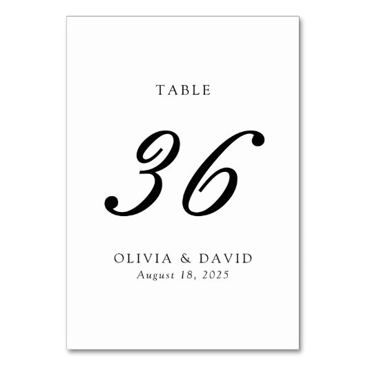 ミニマルクラシックリストテーブル番号 テーブルナンバー (正面)