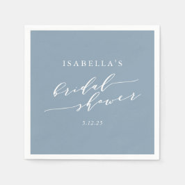 ミニマルクラシックリストブライダルシャワーダスティブルーカスタム スタンダードカクテルナプキン