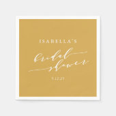 ミニマルクラシックリストブライダルシャワー黄カスタム スタンダードカクテルナプキン (正面)