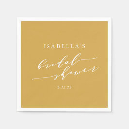 ミニマルクラシックリストブライダルシャワー黄カスタム スタンダードカクテルナプキン