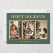 ミニマルクラシックリストホリデーズグリーンスリーフォト シーズンカード (正面)