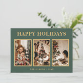 ミニマルクラシックリストホリデーズグリーンスリーフォト シーズンカード (スタンド正面)