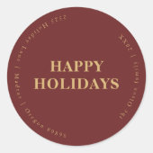 ミニマルクラシックリストホリデーズレッド封筒用シール ラウンドシール (正面)