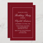 ミニマルクラシックリストレッド誕生日招待状 招待状 (正面/裏面)