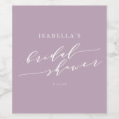 ミニマルクラシックリスト薄紫ブライダルシャワーシック ワインラベル (シングルラベル)